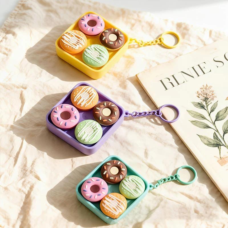 Food Shaped Anti Anxiety Stress Relief Keychain Realistic Creative Soft Squeeze Toy Key Ring for Kids Gift
