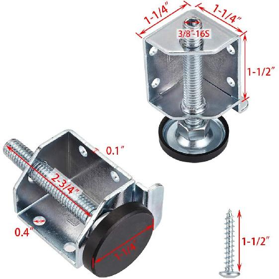 OwnMy Heavy Duty Adjustable Leveling Feet Corner Protector Guard Bracket Furniture Legs Levelers for Furniture, Table, Cabinets, Workbench, 2 Left