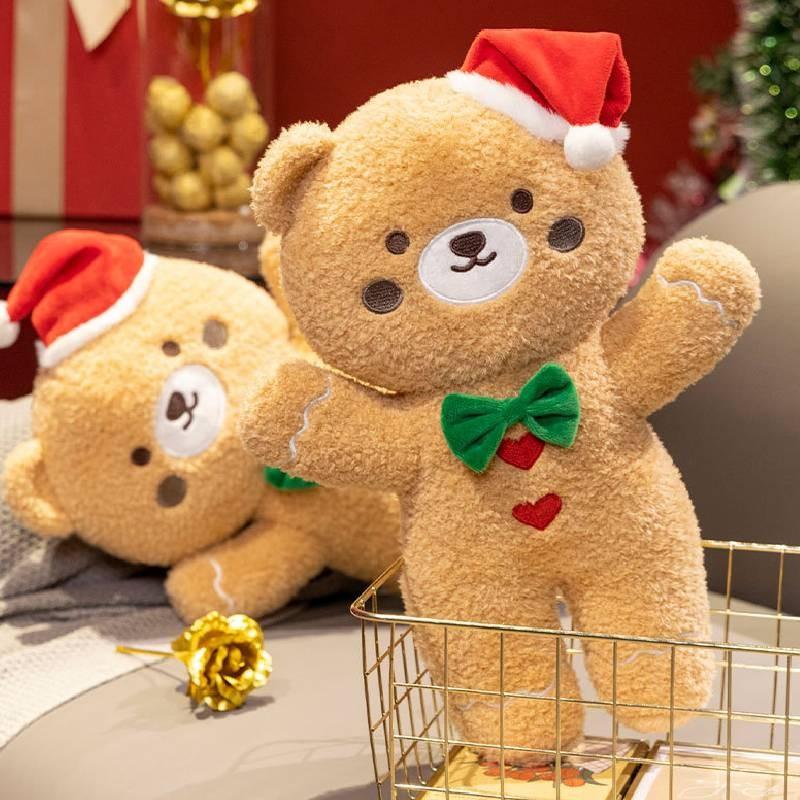 Christmas Bear Gingerbread Plush Toy Cartoon Stuffed Doll Decoration Gift Kids