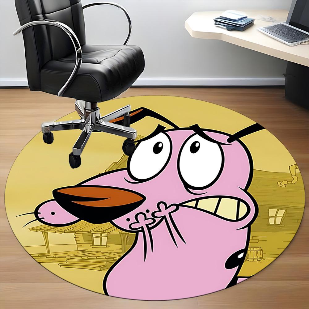 1pc COURAGE The Cowardly Dog Office Round Area Rug, Under Office Chairs Bedroom Living Room Home Decor, Room Decoa1016113