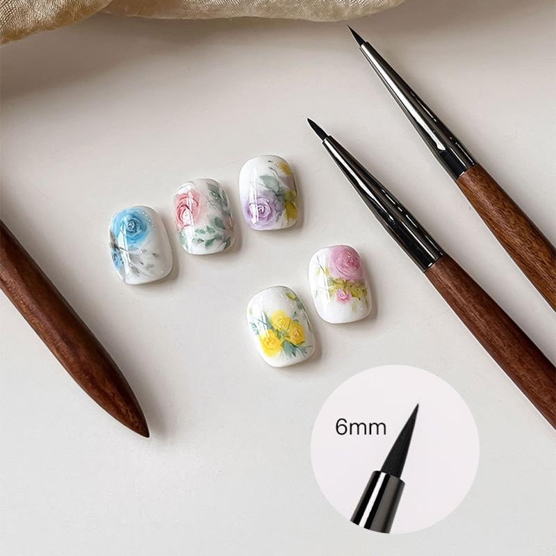 Sandalwood Nail Glue Phototherapy Brush Uv Gel Painting Pen Nail Art Liner Drawing Brush Professional Manicure Brush Tool Salon