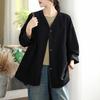 DIMANAF New Plus Size Autumn Women Coat Basic Long Sleeve Jackets Vintage Casual Loose Outerwear Cotton
