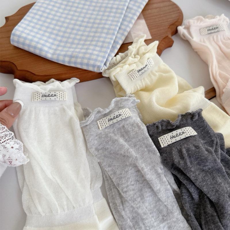 Spring and Summer Lightweight Lace-up Pile-up Socks for Children, Pure Cotton Socks with Plain Color, Breathable, Letter Patterned, Long Tube Socks