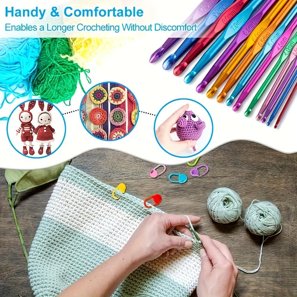 100-Piece Rose Red Crochet Hooks Set, Metal Crafting Needles, Scissors, Knitting Gauge & DIY Sewing Accessories Kit with Carrying Case for All Seasons