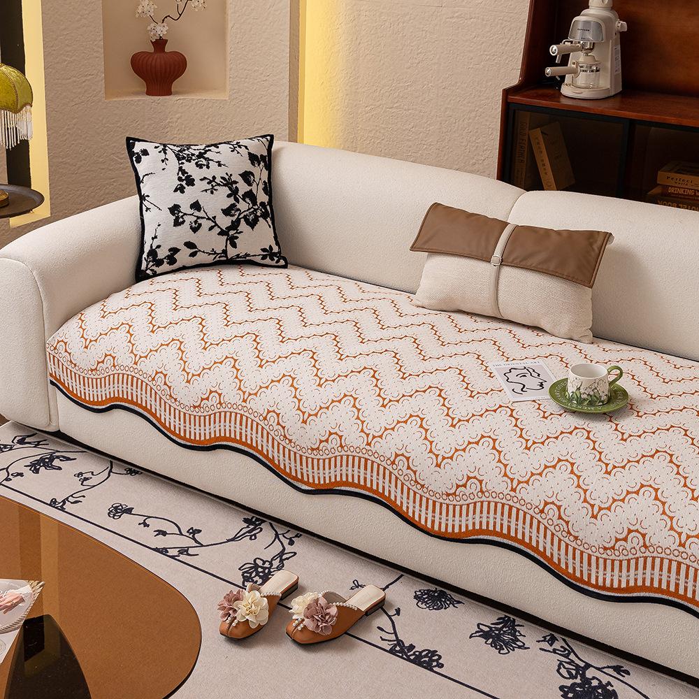 New Sofa Cushion Four Seasons Universal Chenille Fixed Non-Slip Seat Cushion Advanced Light Luxury Irregular Simple