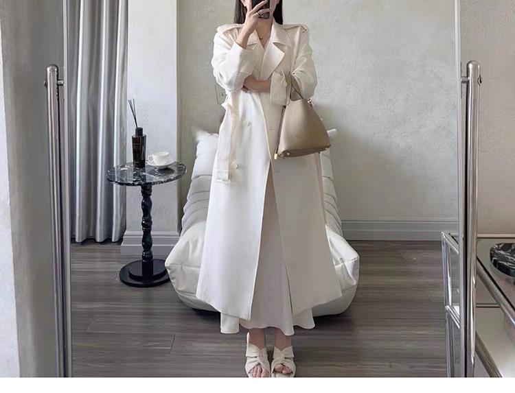 Lu Si Elegant Mid-Length Trench Coat for Women - British Lazy Style, Perfect for Spring and Autumn