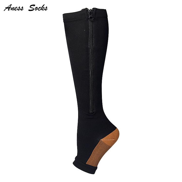 Elastic Compression Zipper Socks - Unisex Sports, Sweat-Absorbent, Beautiful Leg-Shaping Socks