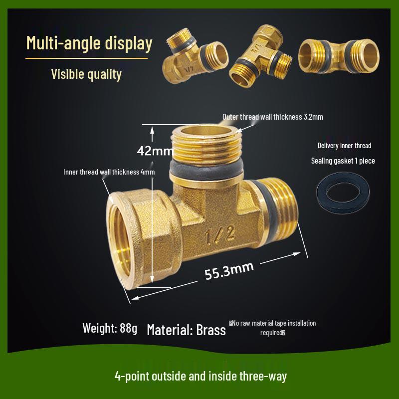 Copper Union with Inner/Outer Threads, Double Inner Thread Water Heater Connector Tee/Elbow Nipple, 46mm & 1" Thread, Different Diameters.