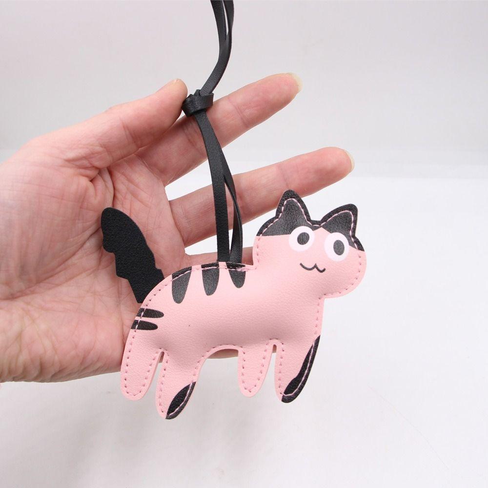 PU Leather PU Leather Cat Hanger Cute Puppy Bag Pendant Lovely Cartoon Keychain Bag Ornament