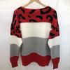 Striped Leopard Print Round Neck Pullover Sweaters Women Fashion Loose Vintage Knitted Sweater Woman Autumn Long Sleeve Casual Winter Clothing 25142
