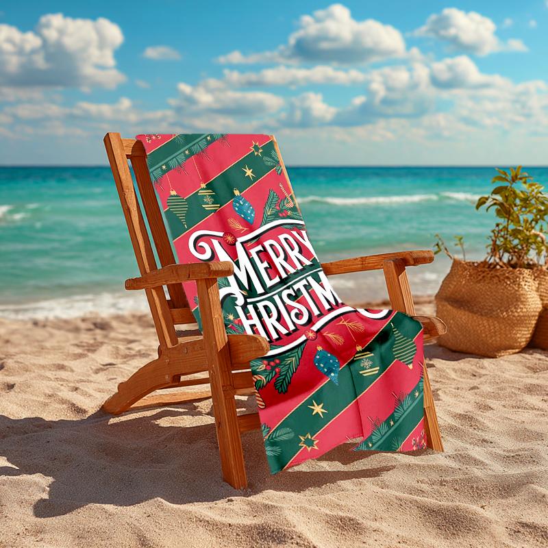 Ultra-Soft Beach Towel with Christmas Theme,Ideal for Pool - Camping, Diving - Perfect Travel Essential, Vibrant Beach Towel.