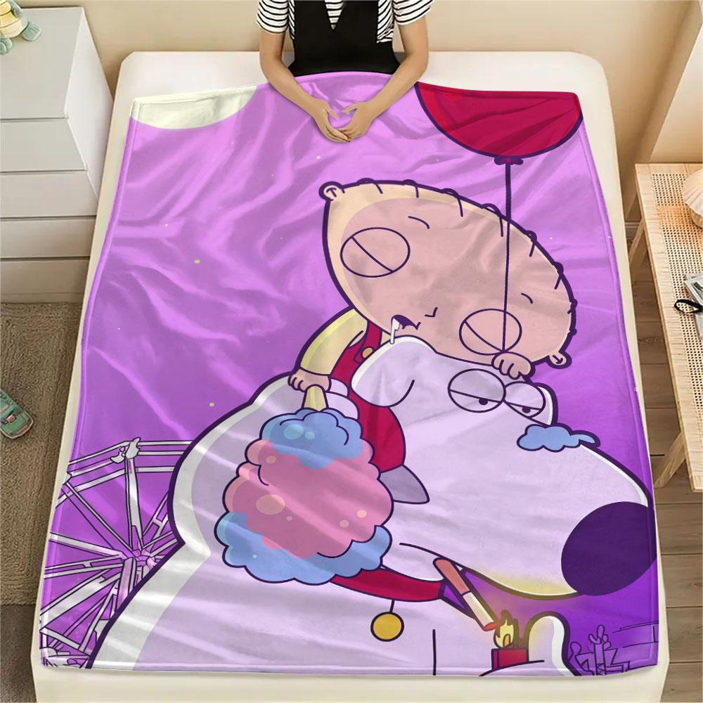 Brian Griffin Printed Flannel Blanket, soft throw for bedroom sofa, washable, fan merchandise, great gift.