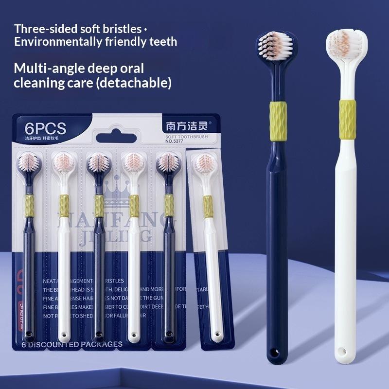 6 Pack Soft Bristle Toothbrushes Extra Long Curved Head Gentle Deep Cleaning For Daily Oral Care Whole Family Use