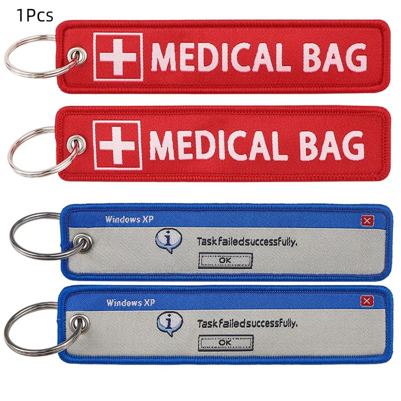 Warning Sign Embroidery Funny Quotes Key Fobs Key Tags Keychain For Motorcycle Cars Key Holder Jewelry Gifts