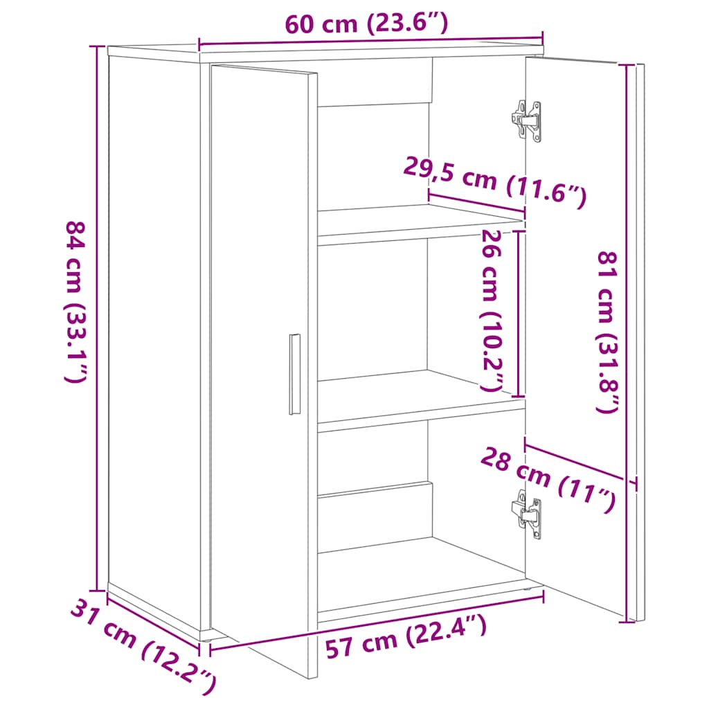 Sideboards 2 pcs Smoked Oak 60 x 31 x 84 cm Particleboard