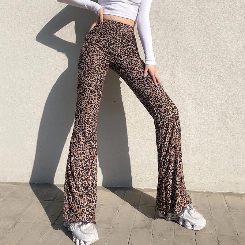 New Women's Trousers, High Waist Drape, Leopard Print Micro-flap Pants, Women's Leg-length Casual Trousers