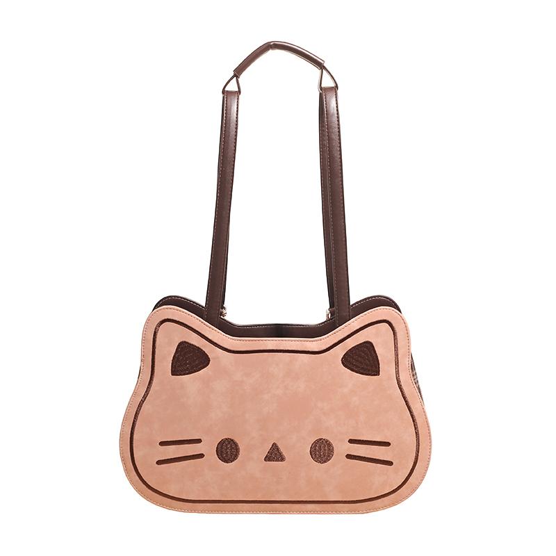 

Fashion Women s Cute Cat Shaped Crossbody Bag Embroidered Pink Plaid Students Tote Shoulder Bags for Gifts