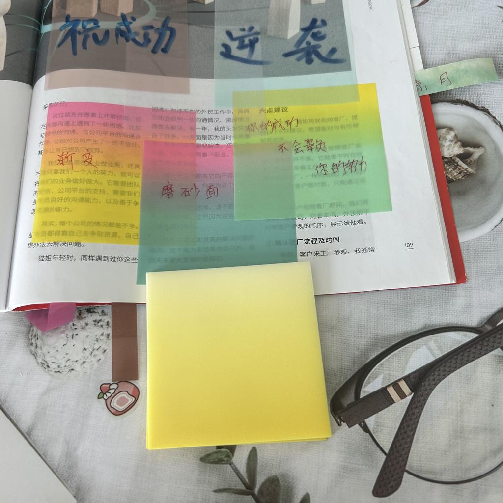 50 Sheets/pad Transparent Sticky Notes Pad Waterproof Self-Adhesive Clear Memo Message Reminder Home Office School Supplies