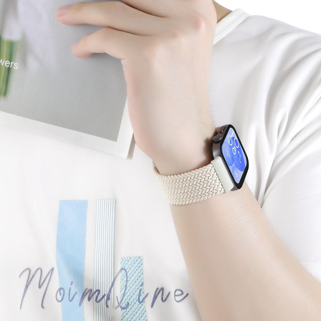 Nylon gewebtes Magnetverschlussband passend für Huawei Watch Fit 4pro/4/3 einfarbig und farbiges Ersatzband