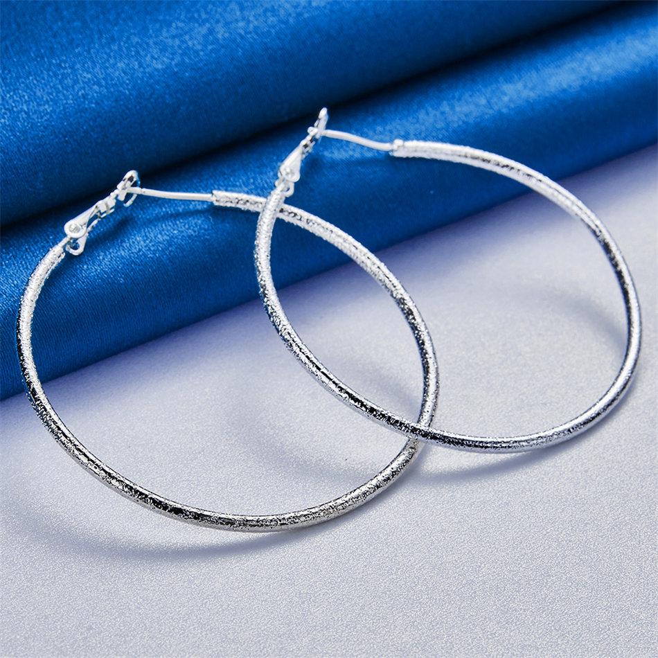 Elegant 925 Sterling Silver 50mm Luxurious Fine Sparkle Large Round Earrings for Women, Wedding Fashion Gift Jewelry