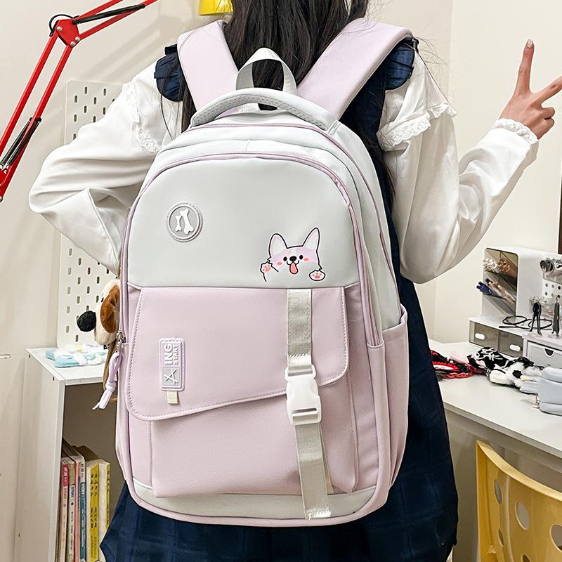 School bag new women's school bag junior high school college student burden reduction school bag ins simple high value backpack