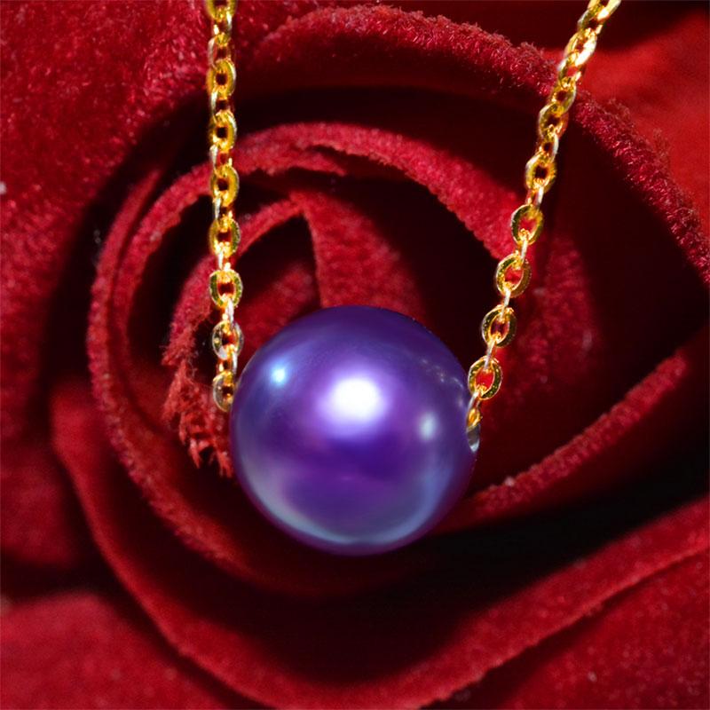 

Ожерелье-подвеска из настоящего речного жемчуга Нимфа 7-8 мм круглый фиолетовый жемчуг цепочка из 18-каратного золота для женщин изысканные ювелирные изделия D348 45cm