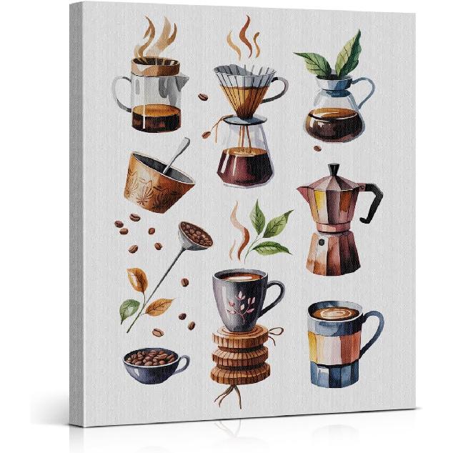 Coffee Cat Kitchen Canvas Wall Art More Espresso Less Depresso Black Cat Poster Print Wall Decor Cats Coffee Painting for Home Kitchen Dining Room