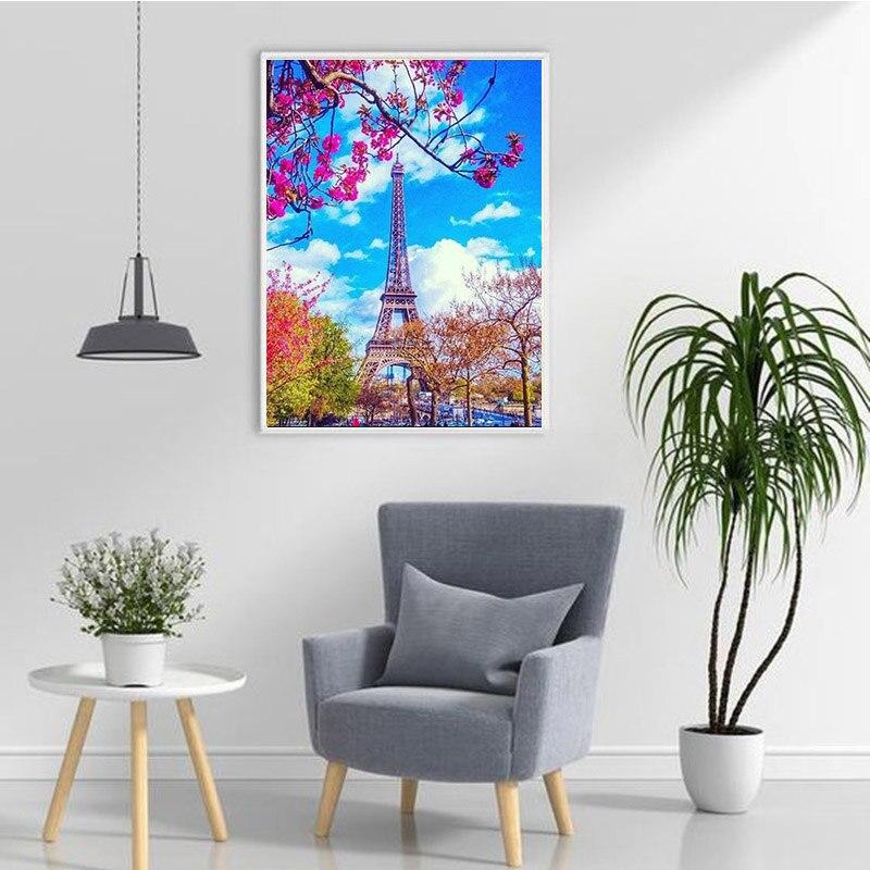 DIY 5D Diamantmalerei Eiffelturm Diamantstickerei Landschaft Kreuzstich Vollrunde Bohrer Strasssteine Geschenk Heimdeko