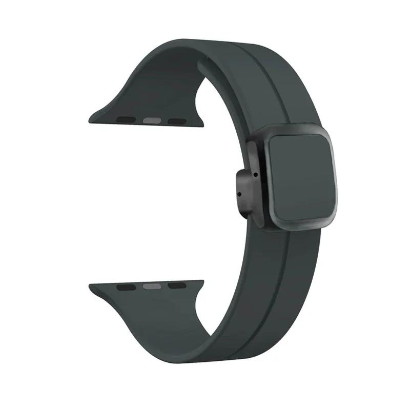 New Magnetic Buckle Silicone Strap For Apple Watch Band 44mm 45mm 38mm 49mm 40 42 41mm Sport Bracelet iWatch ultra 2 9 6 7 8 SE