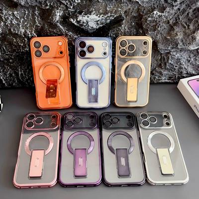 Invisible Magnetic Bracket Phone Case with Drop Protection for Apple iPhone 17 Pro Max - Electroplated Design