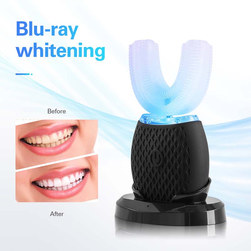 Sonic Silicone Electric Toothbrush U Shape 360 Degree Mouth Cleansing Automatic Toothbrush Cold Blue Light