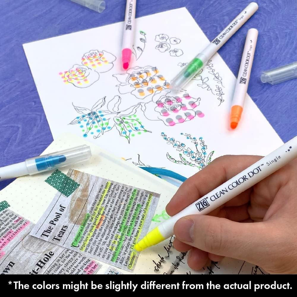 Kuretake Water Based Pen Zig Clean Color Dot Single Highlight Color Set Tcsd 6100 6vc Highlight Color