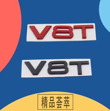 3D V8T V6T V6 V8 T car Hood Fender trunk Rear Bonnet Nameplate Decal Emblem Badge Sticker for A1 A3 A5 A6 A4 A7 Q3 Q5 Q7