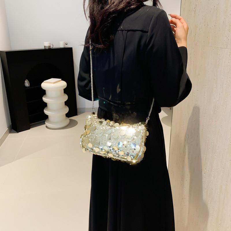 Stilvolle Koreanische Pailletten-Abendtasche Für Damen In Gold Silber Knallpink Und Schwarz 2024