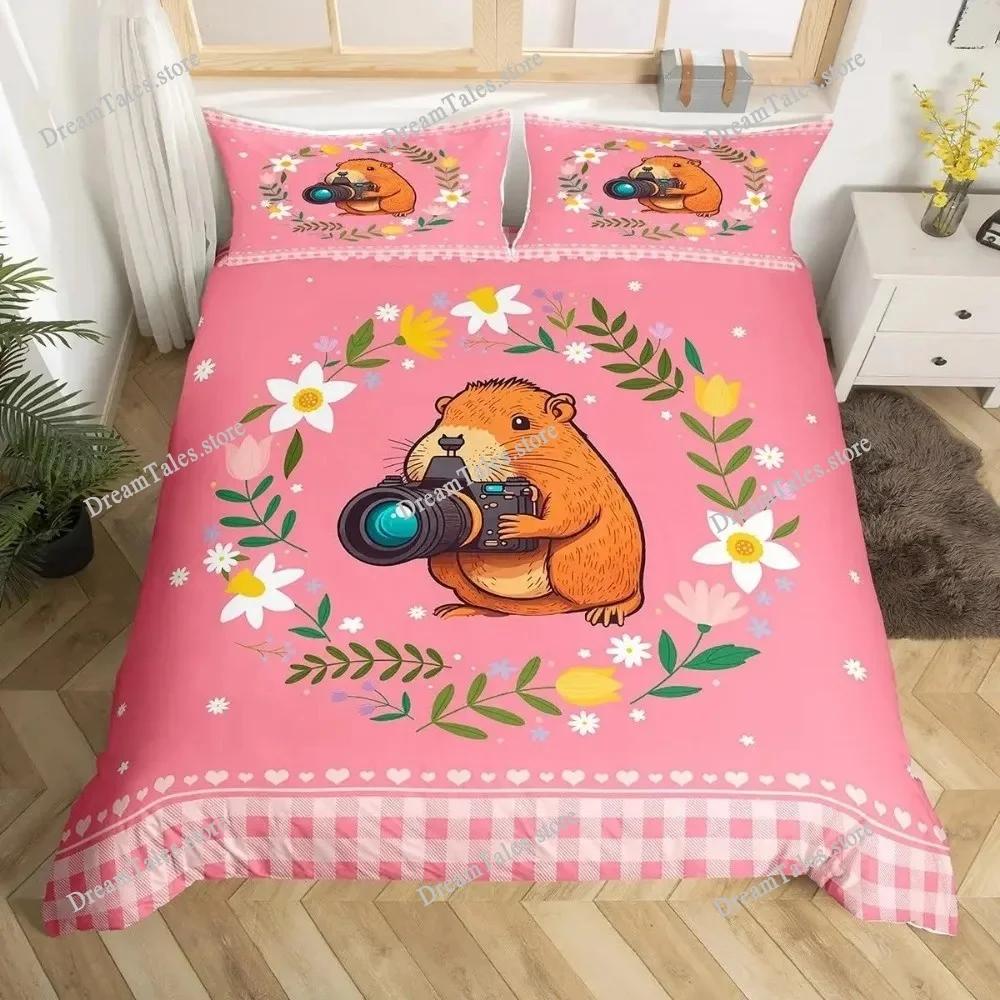 Cute Cartoon Capybara Print Bedding Set Duvet Cover Adult and Children Bedding Set Luxury Gifts Home Textileextile