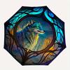 1pc Wolf Stained Automatic Umbrella - 8-Rib Foldable Design, Outdoor Adventures, and Family Celebrations y250829110