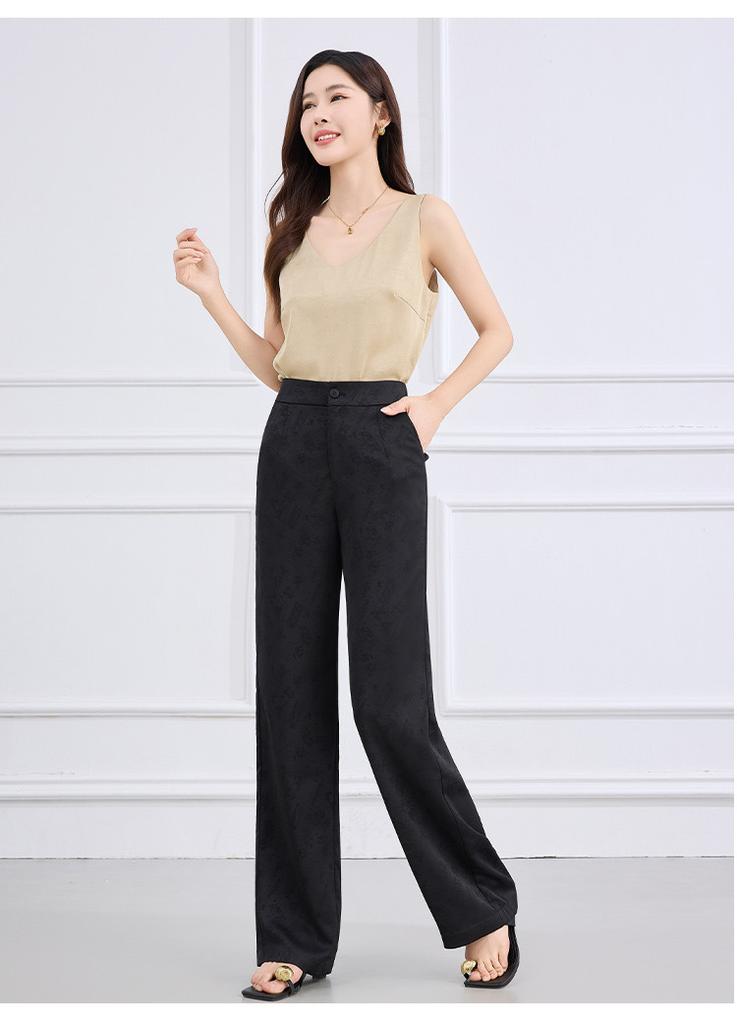 Narrow Wide Leg Pants Summer Solid Color Commuting Minimally Thin Women's Casual Pants