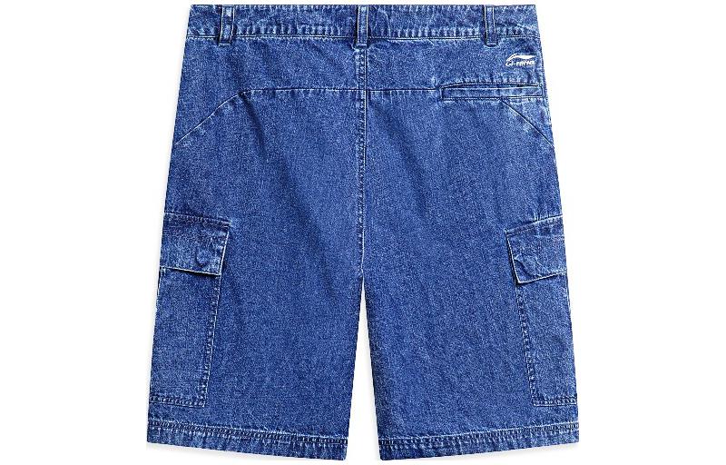 Li Ning Skateboard Casual Shorts Men's Light Blue Denim Moderate AKSS127-1
