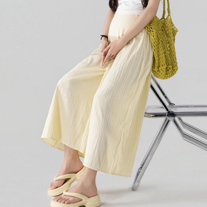 Summer Wide Leg Maternity Pants - Loose Belly Support Cropped Skirt Style (2026) M