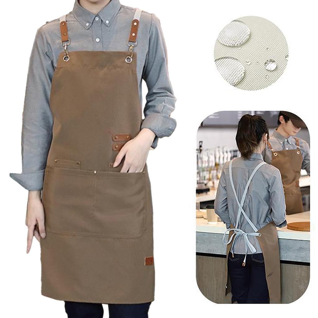 Canvas Apron Waterproof Adjustable Strap Stylish Comfortable Chef Apron for Coffee Nail Baking Shop