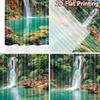 2D Flat Printing 2pcs Party Window Curtains Beautiful Waterfall Nature Scenery Digital Printed Polyester Drapes Festive Holiday