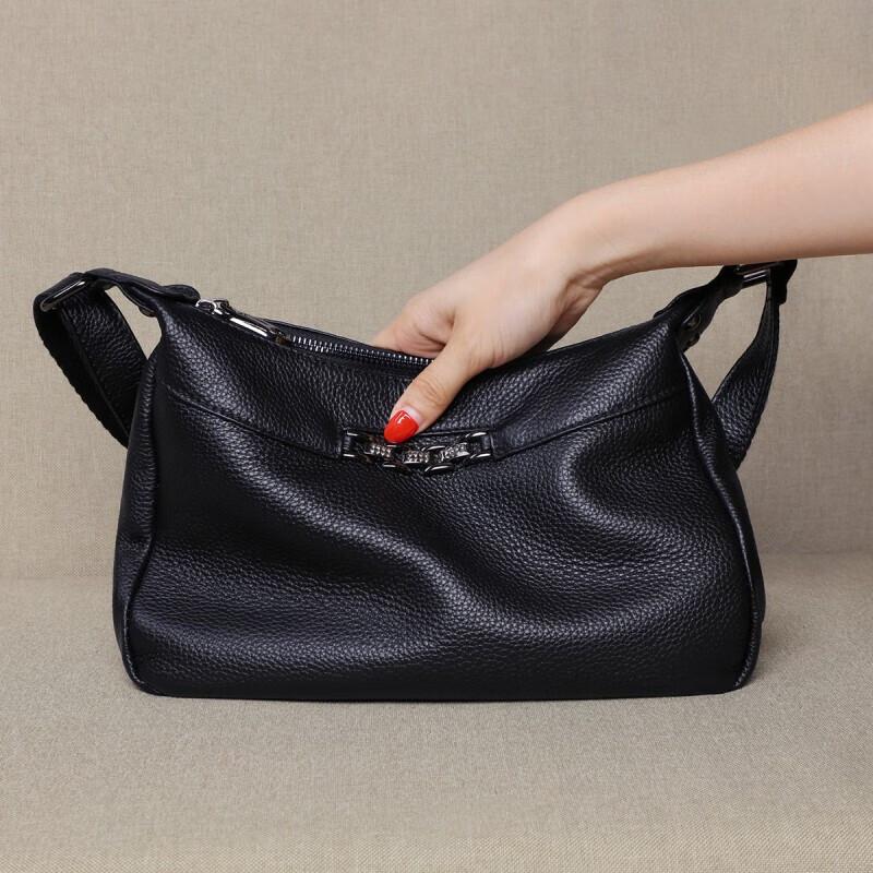 YUYULA Crossbody Bag, Leather Handbag, Shoulder Bag, Black
