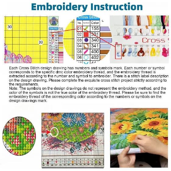 Generic Cartoon Baby Highland Cow DIY Stamped Cross Stitch Kits Easy for Beginners Children with Hoop 11CT Needlepoint Counted Embroidery Kits Art