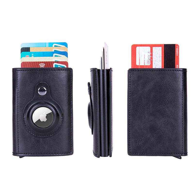 RFID Tracker AirTag Case: Carbon Fiber & Leather Money Clip Card Holder