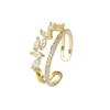 Elegant Double Layer Zirconia Flower Ring for Women - Adjustable Open Band, Artistic Design for Index Finger.