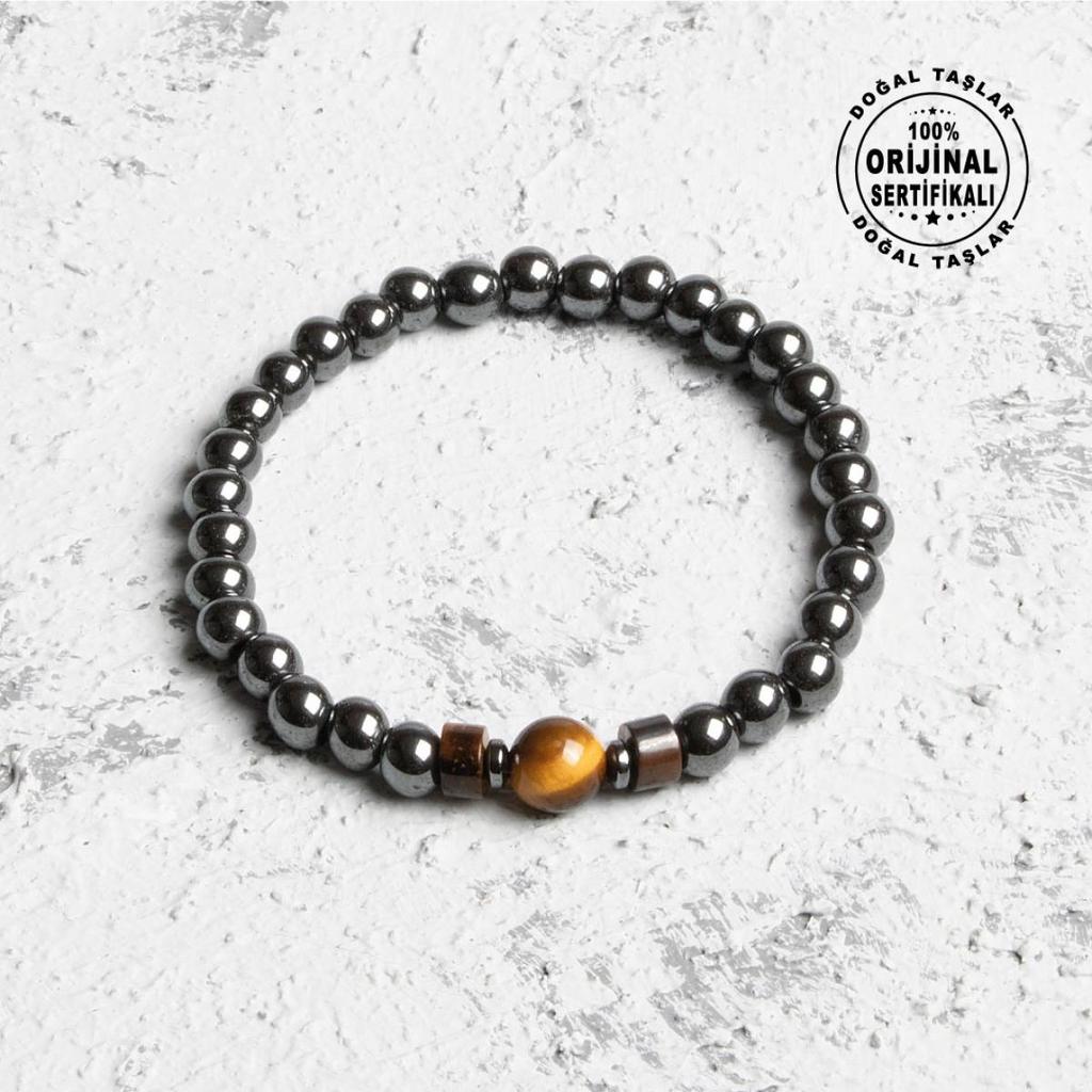 Sertifikalı Orijinal Hematit Kaplan Gözü Doğal Taş Bileklik