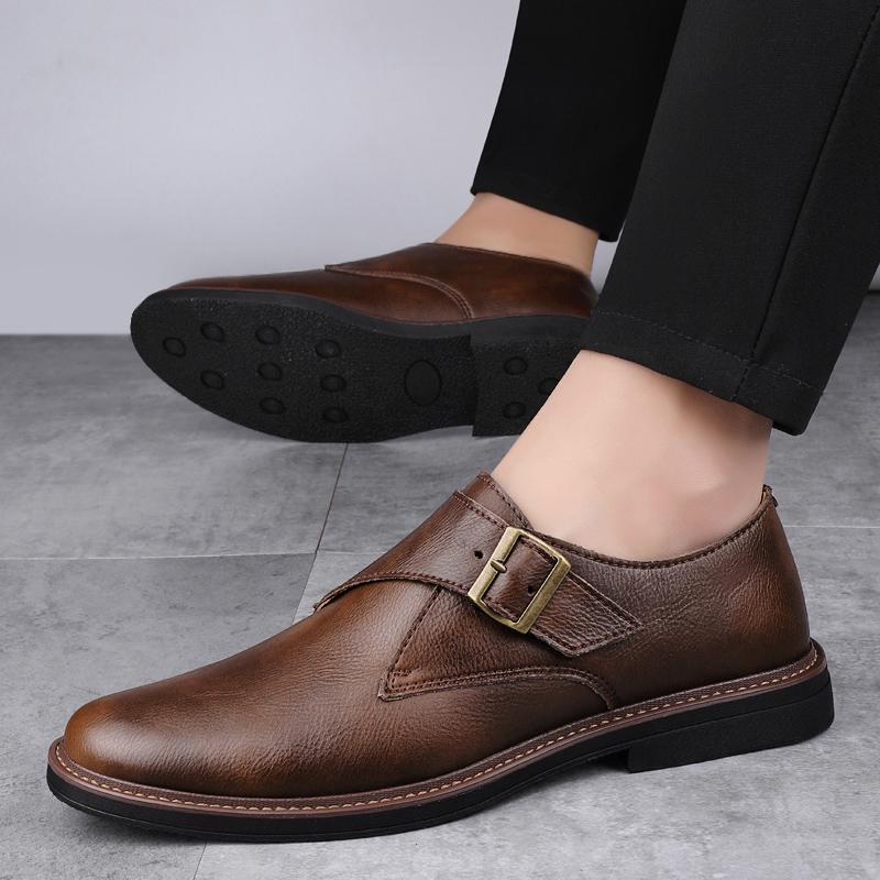 Fashion Brand Leather Footwear Slip on Office Man Casual Shoes Fashion Hasp Business Wedding Party Men Dress Shoes Driving Loafers Shoes