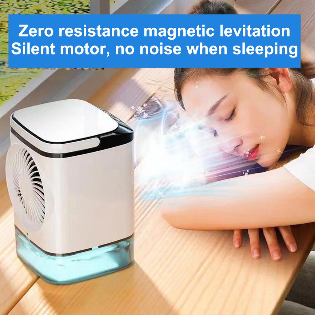 Portable Air Conditioner, Desktop Cold Fan with Colorful Atmosphere Light, Evaporative Air Cooler with Ice Box, 3 Wind