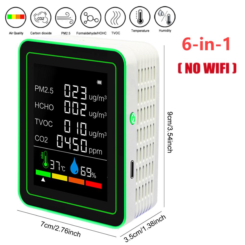 15-in-1 Indoor Air Quality Monitor Household CO CO2 TVOC HCHO Tester WiFi APP Control Portable AQI PM0.3 PM1.0 PM2.5 PM10 Tester