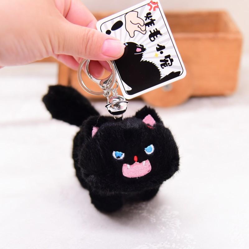 Cartoon Cat Pendant Keychain White Black Cat Backpack Decoration Pendant Keyring Decor Accessories Ornament Gifts